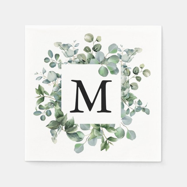 Elegant Eukalyptus Greenery Wedding Paper Serviette (Vorderseite)