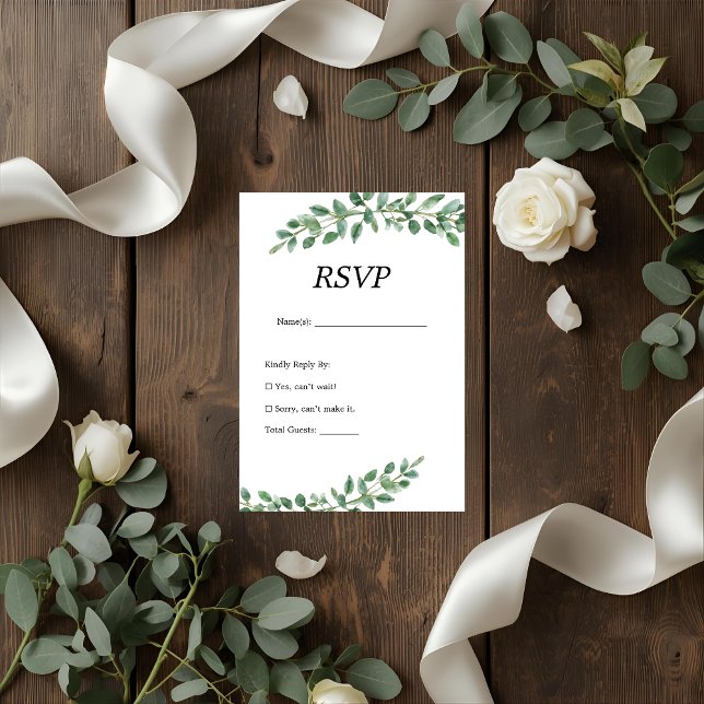 Elegant Eukalyptus Greenery Wedding RSVP Card (Von Creator hochgeladen)