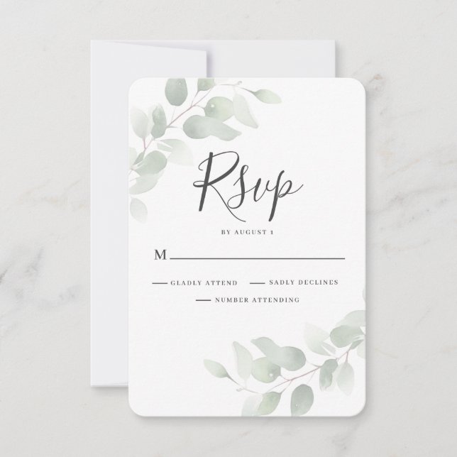 Elegant Eukalyptus Greenery Wedding RSVP Card Karte (Vorderseite)