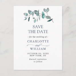 Elegant Eukalyptus Greenery Wedding Save the Date Postkarte