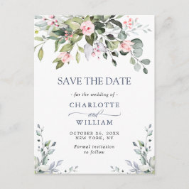 Elegant Eukalyptus Greenery Wedding Save the Date Postkarte