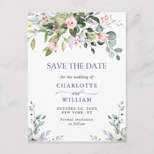 Elegant Eukalyptus Greenery Wedding Save the Date Postkarte