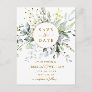 Elegant Eukalyptus Greenery Wedding Save the Date Postkarte