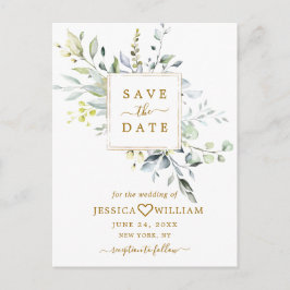 Elegant Eukalyptus Greenery Wedding Save the Date Postkarte