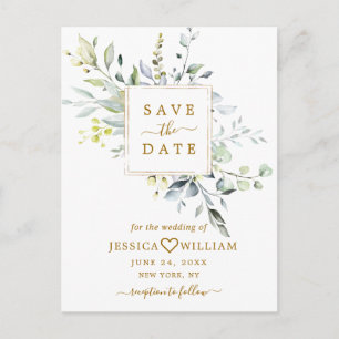 Elegant Eukalyptus Greenery Wedding Save the Date Postkarte