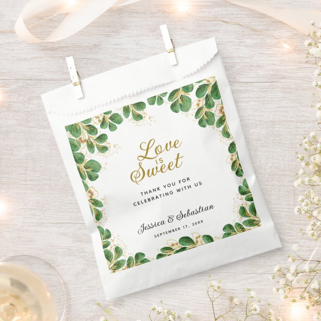Elegant Eukalyptus Grüne Liebe ist süße Hochzeit Geschenktütchen (Ausgeschnitten)