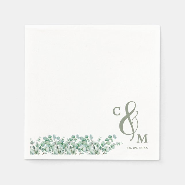 Elegant Eukalyptus leaf Greenerity Wedding Serviette (Vorderseite)