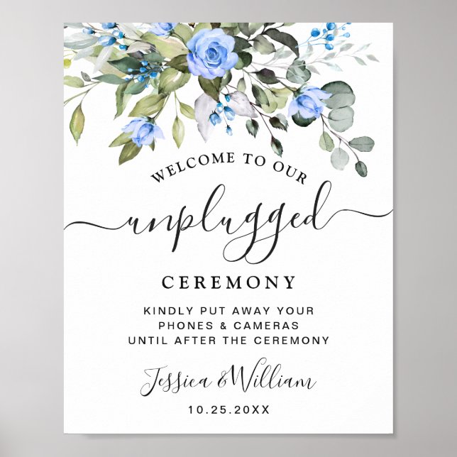 Elegant Eukalyptus Unplugged Wedding Zeremony Poster (Vorne)