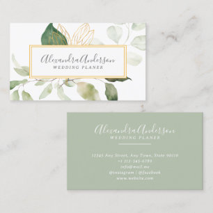Elegant Eukalyptus Watercolor Goldene Landschaft Visitenkarte