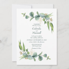 Elegant Eukalyptus White and Greenerity Wedding Einladung