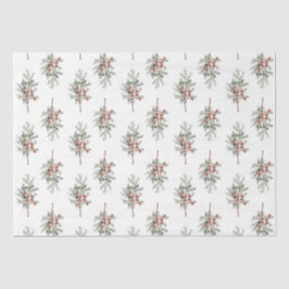 Elegant Evergreen Branches Scandi Tissue Paper Seidenpapier