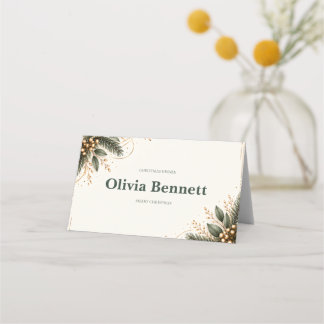 Elegant Evergreen Gold Christmas Place Card Platzkarte