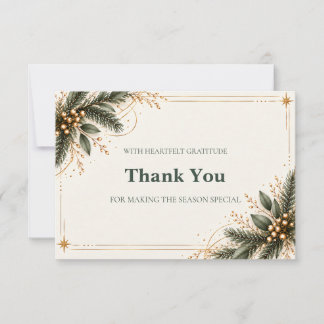 Elegant Evergreen Gold Christmas Thank You Card Dankeskarte