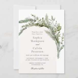 Elegant Evergreen Winter Greenerity Wedding Einladung
