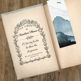 Elegant Ex Libris Library Zitat botanisch Gummistempel