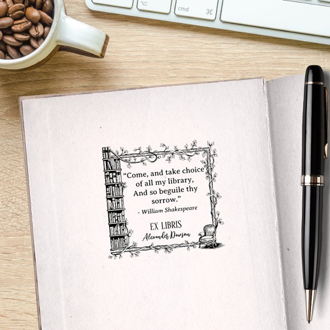 Elegant Ex Libris Shakespeare Quote Library Gummistempel (Von Creator hochgeladen)