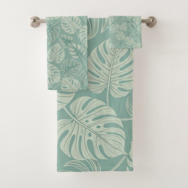 Elegant Exotic Painted Monsteras Badhandtuch Set (Insitu)