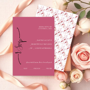 Elegant Exotic Pink Calligraphy RSVP Karte