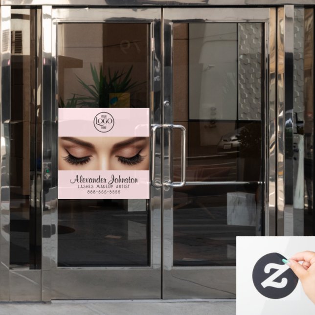 Elegant Eyelash Extension Makeup Artist Logo Fensteraufkleber (Büro Tür)