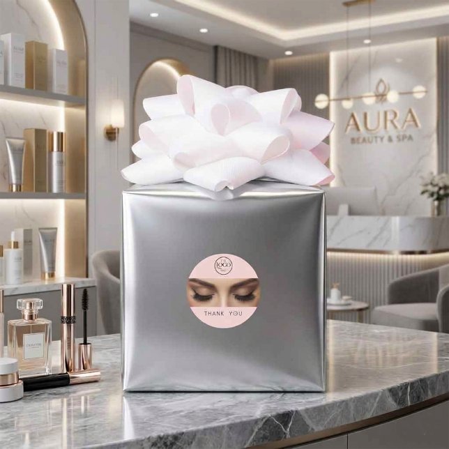 Elegant Eyelash Extension Makeup Artist Logo Runder Aufkleber (Elegant Eyelash Extension Makeup Artist Logo Classic Round Sticker)