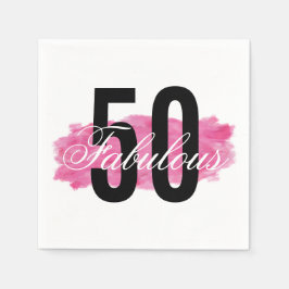 Elegant Fabulous 50 Pink Wasserfarbe Geburtstag Serviette