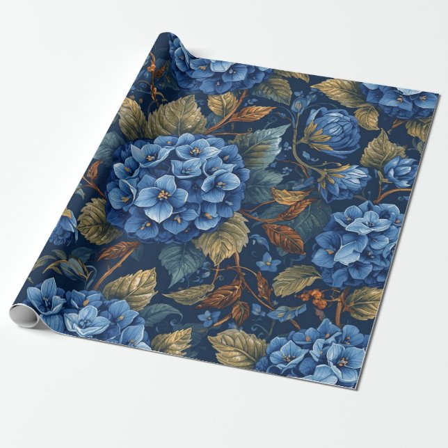 Elegant Faded Hydrangea Floral Pattern Decoupage Geschenkpapier (Ungerollt)