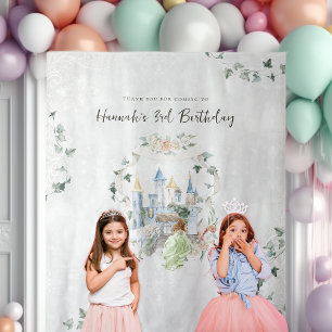 Elegant Fairy Tale Princess Birthday Background Wandteppich