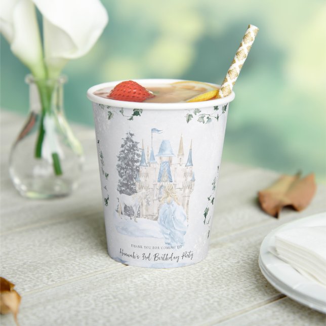 Elegant Fairy Tale | Winterprinzessin Geburtstag Pappbecher (In Situ)