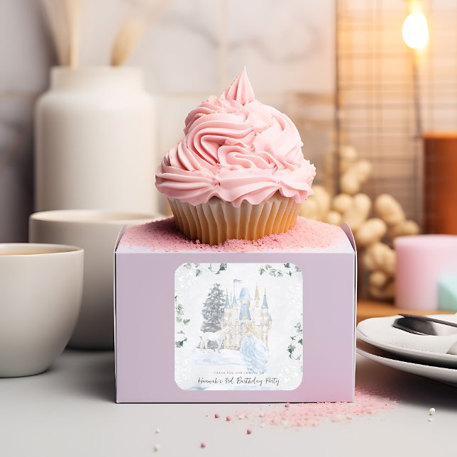 Elegant Fairy Tale | Winterprinzessin Geburtstag Quadratischer Aufkleber (Von Creator hochgeladen)