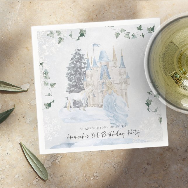 Elegant Fairy Tale | Winterprinzessin Geburtstag Serviette (Von Creator hochgeladen)
