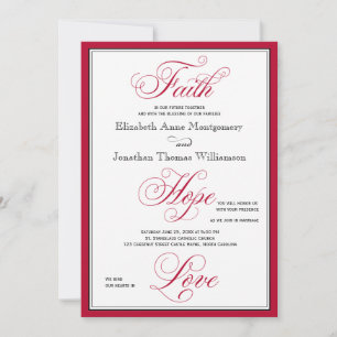 Elegant Faith Hope Liebe Script Hochzeitseinladung Einladung