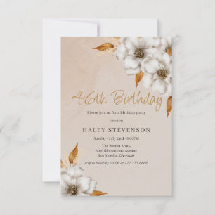 Elegant Fall Boho Chic Floral 46. Geburtstagsparty Einladung