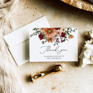 Elegant Fall Brautparty Vielen Dank Karte