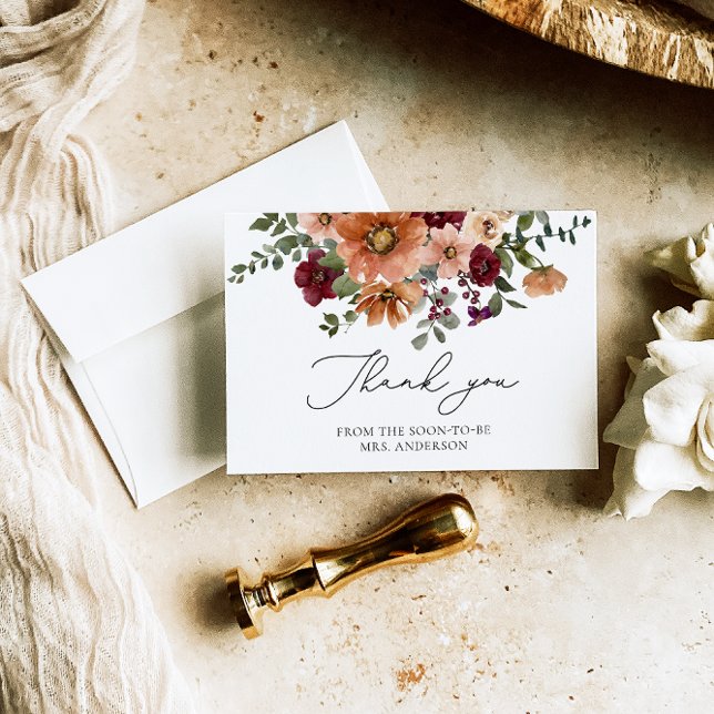 Elegant Fall Brautparty Vielen Dank Karte (Von Creator hochgeladen)