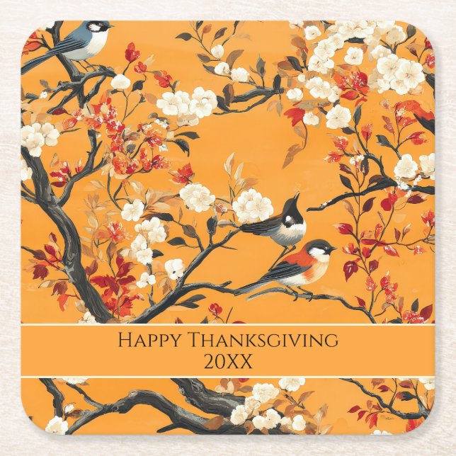 Elegant Fall Chinoiserie Paper Plate Rechteckiger Pappuntersetzer (Vorderseite)