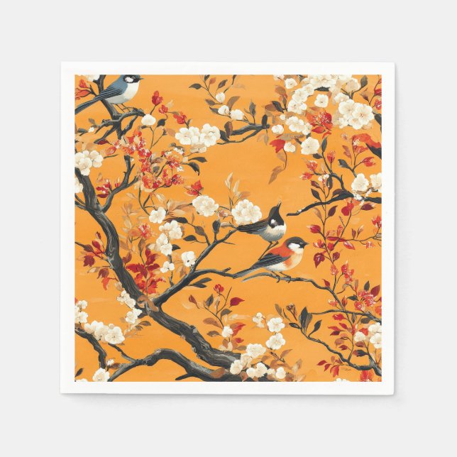 Elegant Fall Chinoiserie Paper Plate Serviette (Vorderseite)