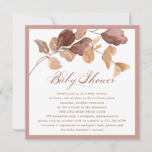 Elegant Fall Eucalyptus Blätter Baby Shower Einladung