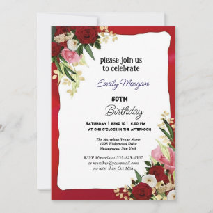 Elegant Fall Floral 50. Geburtstag Einladung