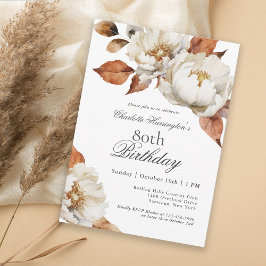 Elegant Fall Floral 80. Geburtstagsparty Einladung