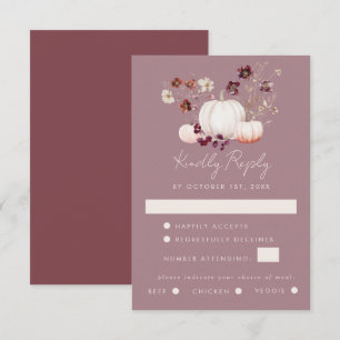 Elegant Fall Floral Pumpkin Wedding RSVP Karte