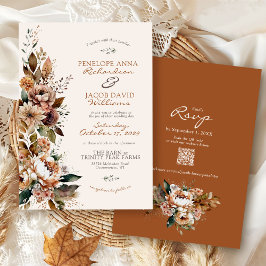 Elegant Fall Floral Terracotta Boho Autumn Wedding Einladung