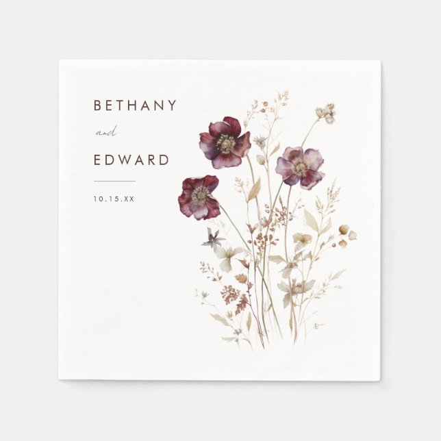 Elegant Fall Floral Wedding Napkins Serviette (Vorderseite)