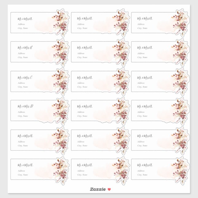 Elegant Fall Foliage Eucalyptus Gastadresse Aufkleber (Blatt)