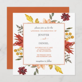 Elegant Fall Leaves Autumn Wedding  Einladung