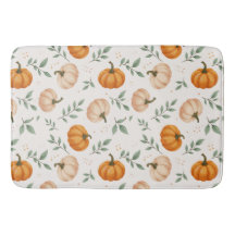 Elegant Fall Pumpkins Leaves Watercolor Pattern