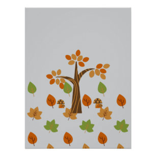 Elegant Fall Tree & Leaf Stilvoll Poster