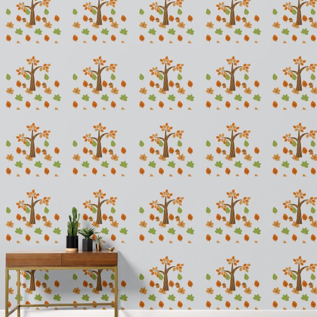 Elegant Fall Tree & Leaf Stilvoll Tapete (Hausflur)