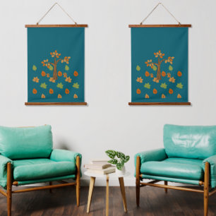 Elegant Fall Tree & Leaf Stilvoll Wandteppich Mit Holzrahmen