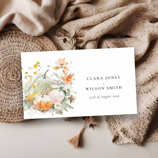 Elegant Fall Wildblume Pumpkin Wedding Website Begleitkarte (Von Creator hochgeladen)
