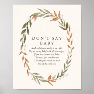 Elegant Fall Wreath Say Baby Sign Poster